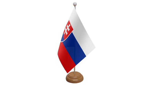 Slovakia Small Flag with Wooden Stand